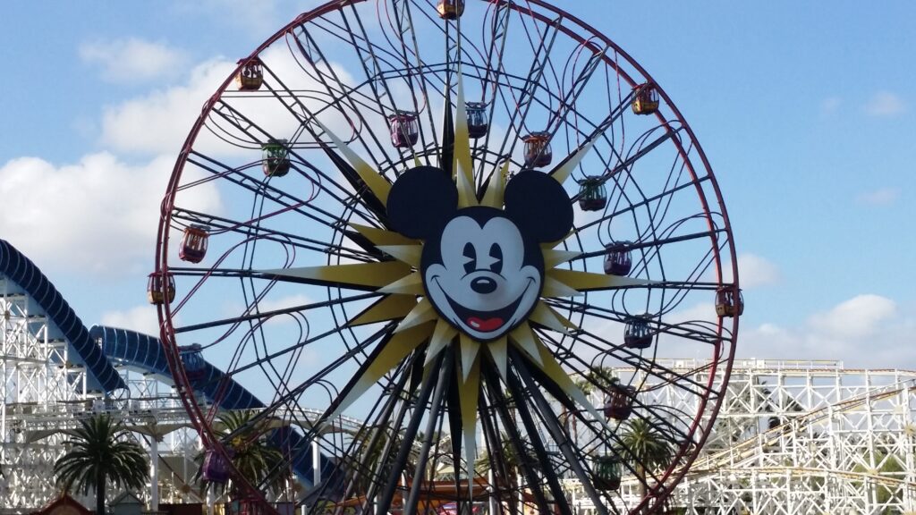 California Adventures large ferris wheel with Mickey mouse face