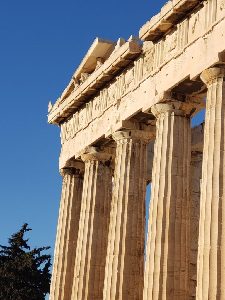 Acropolis columns in Greece.
